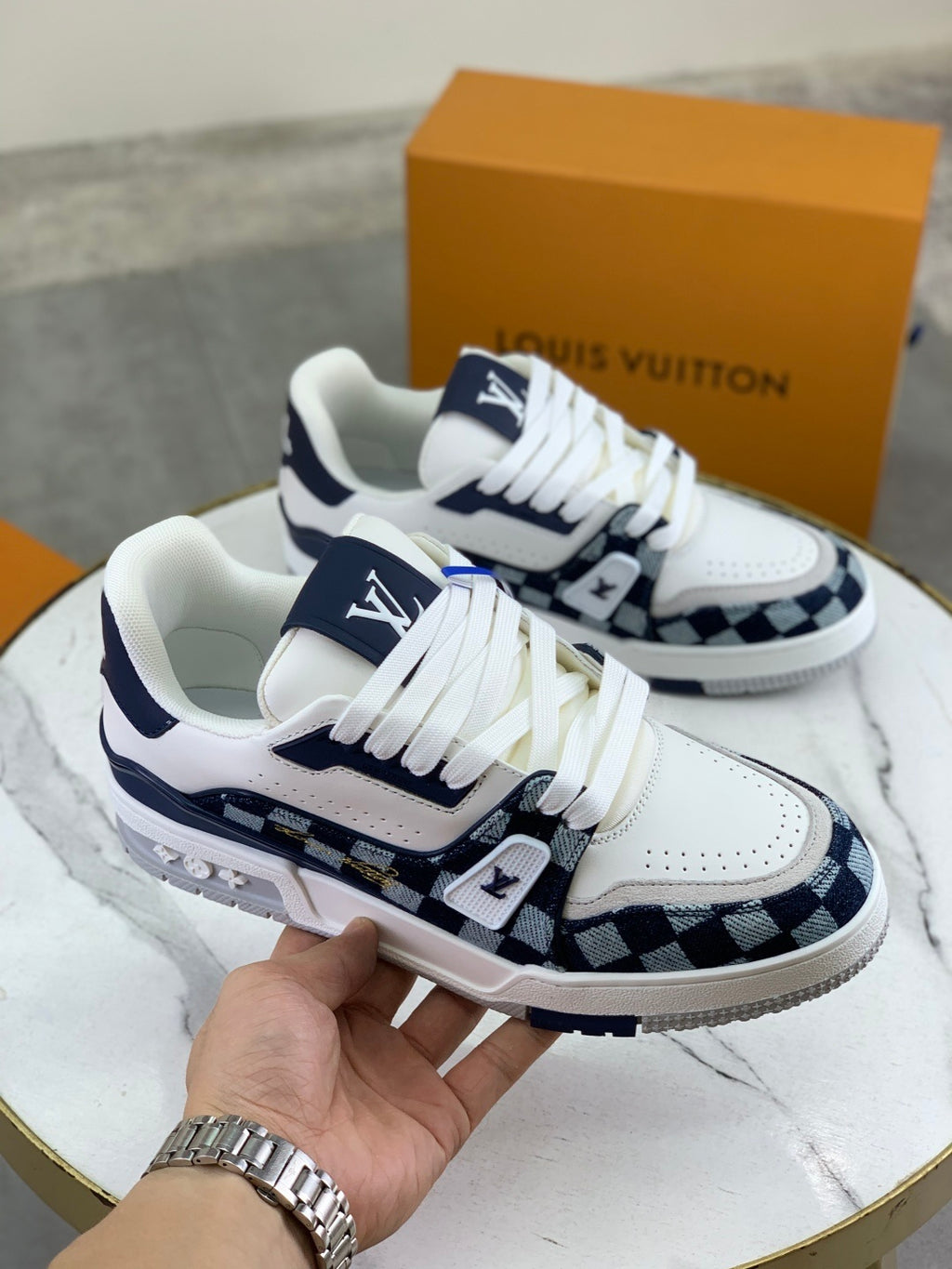 LOUIS VUITTON TRAINER AZUL TELA